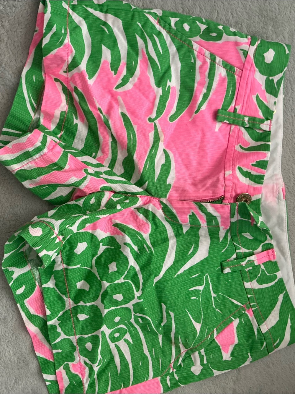 Lilly Pulitzer Pink & Green Tropical Print Athletic Shorts